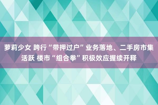 萝莉少女 跨行“带押过户”业务落地、二手房市集活跃 楼市“组合拳”积极效应握续开释