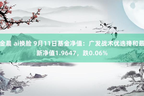 金晨 ai换脸 9月11日基金净值：广发战术优选搀和最新净值1.9647，跌0.06%