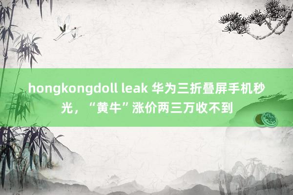 hongkongdoll leak 华为三折叠屏手机秒光，“黄牛”涨价两三万收不到