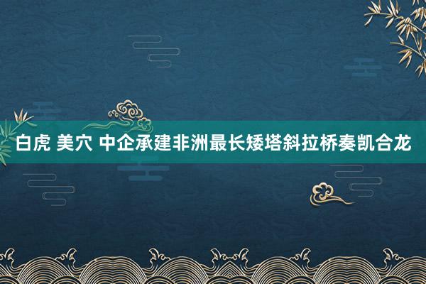 白虎 美穴 中企承建非洲最长矮塔斜拉桥奏凯合龙