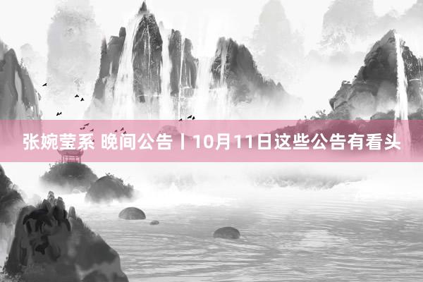 张婉莹系 晚间公告丨10月11日这些公告有看头