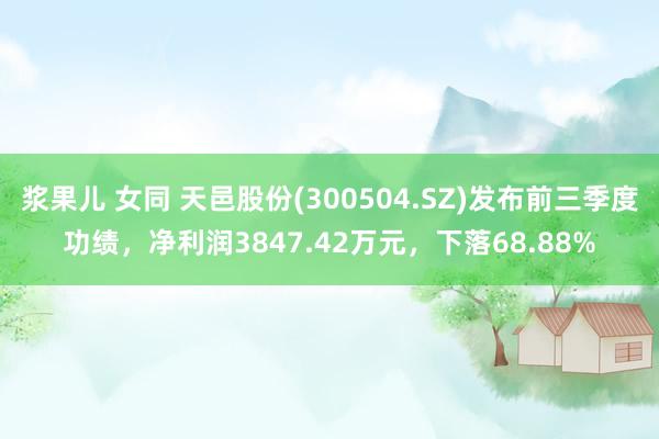 浆果儿 女同 天邑股份(300504.SZ)发布前三季度功绩，净利润3847.42万元，下落68.88%