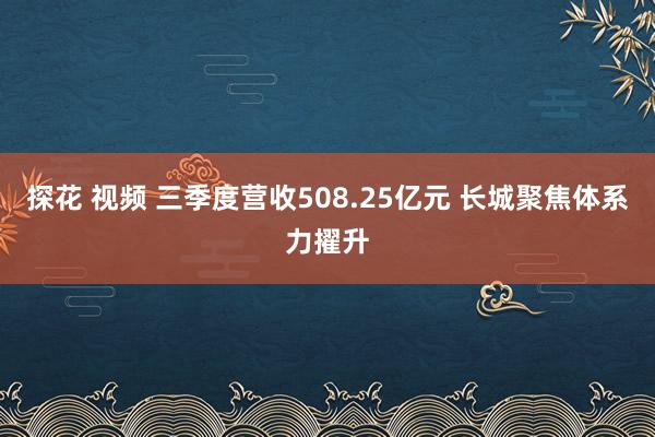 探花 视频 三季度营收508.25亿元 长城聚焦体系力擢升