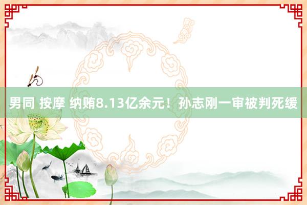 男同 按摩 纳贿8.13亿余元！孙志刚一审被判死缓