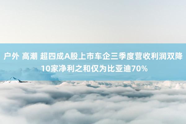 户外 高潮 超四成A股上市车企三季度营收利润双降 10家净利之和仅为比亚迪70%