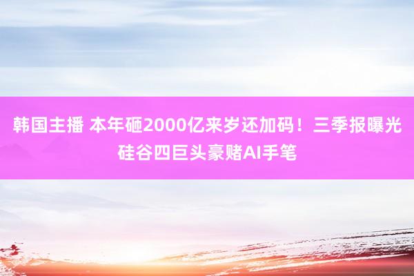 韩国主播 本年砸2000亿来岁还加码！三季报曝光硅谷四巨头豪赌AI手笔