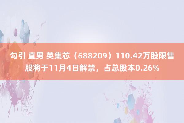 勾引 直男 英集芯（688209）110.42万股限售股将于11月4日解禁，占总股本0.26%