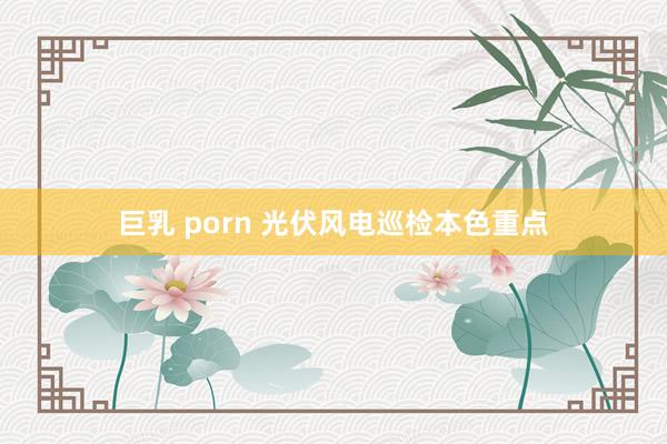 巨乳 porn 光伏风电巡检本色重点