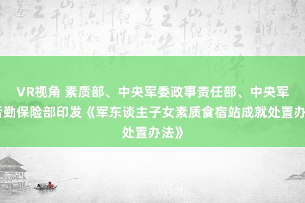 VR视角 素质部、中央军委政事责任部、中央军委后勤保险部印发《军东谈主子女素质食宿站成就处置办法》