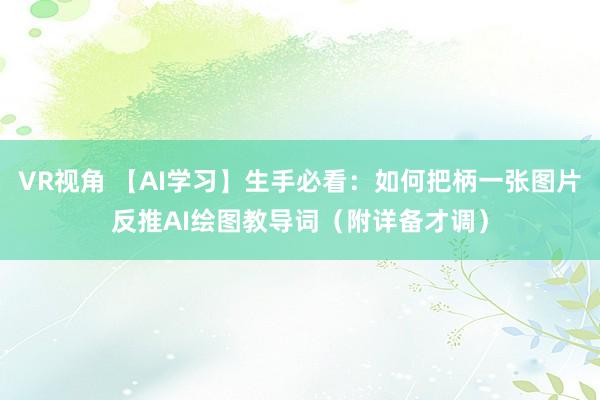 VR视角 【AI学习】生手必看：如何把柄一张图片反推AI绘图教导词（附详备才调）