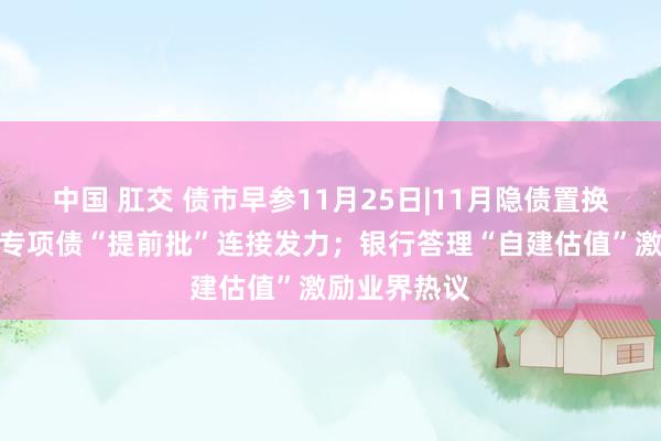 中国 肛交 债市早参11月25日|11月隐债置换超万亿元，专项债“提前批”连接发力；银行答理“自建估值”激励业界热议