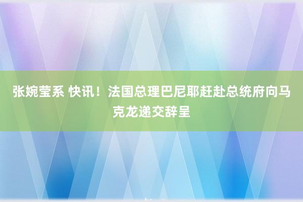 张婉莹系 快讯！法国总理巴尼耶赶赴总统府向马克龙递交辞呈