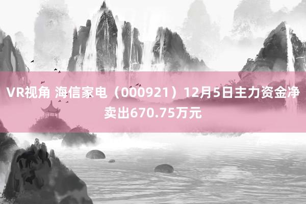 VR视角 海信家电（000921）12月5日主力资金净卖出670.75万元