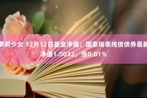 萝莉少女 12月12日基金净值：国泰瑞泰纯债债券最新净值1.0032，涨0.01%