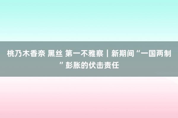 桃乃木香奈 黑丝 第一不雅察｜新期间“一国两制”彭胀的伏击责任