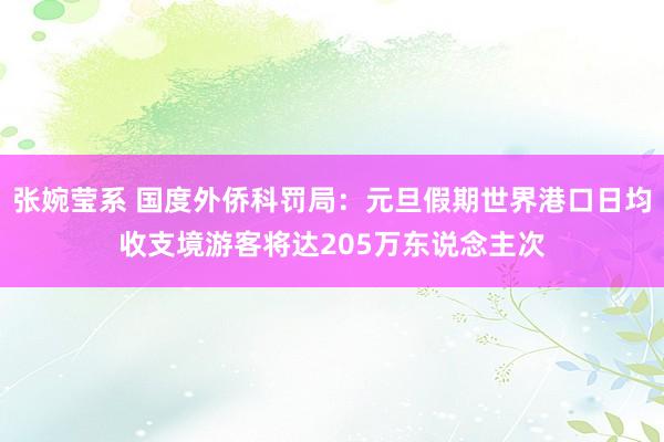 张婉莹系 国度外侨科罚局：元旦假期世界港口日均收支境游客将达205万东说念主次