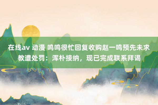 在线av 动漫 鸣鸣很忙回复收购赵一鸣预先未求教遭处罚：浑朴接纳，现已完成联系拜谒