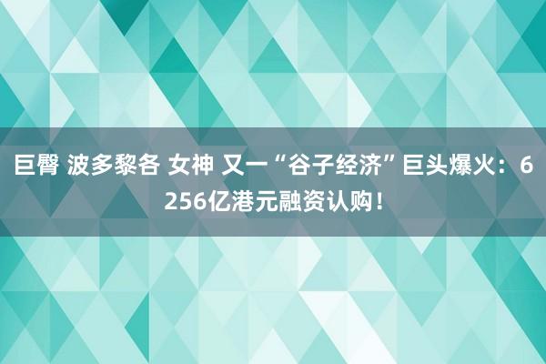 巨臀 波多黎各 女神 又一“谷子经济”巨头爆火：6256亿港元融资认购！