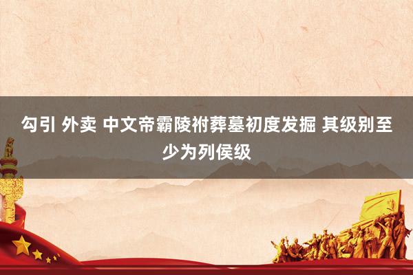 勾引 外卖 中文帝霸陵祔葬墓初度发掘 其级别至少为列侯级