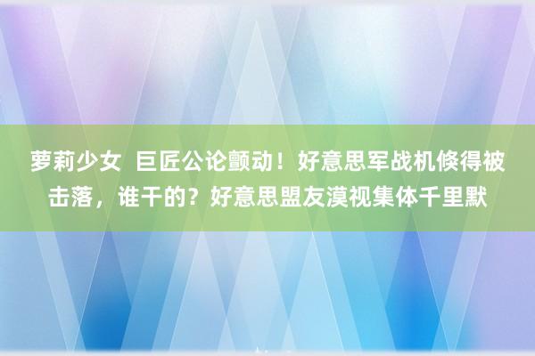 萝莉少女  巨匠公论颤动！好意思军战机倏得被击落，谁干的？好意思盟友漠视集体千里默