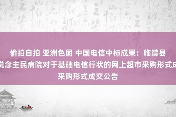 偷拍自拍 亚洲色图 中国电信中标成果：临澧县第二东说念主民病院对于基础电信行状的网上超市采购形式成交公告