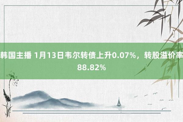 韩国主播 1月13日韦尔转债上升0.07%，转股溢价率88.82%